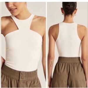 Abercrombie & Fitch Seamless Fabric High-Neck Bodysuit white size large